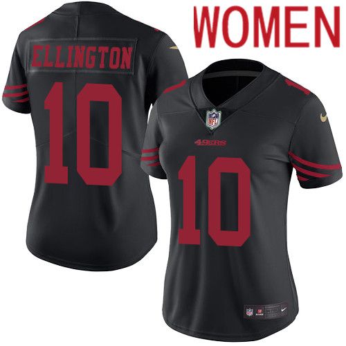 Women San Francisco 49ers 10 Bruce Ellington Nike Black Vapor Limited Rush NFL Jersey